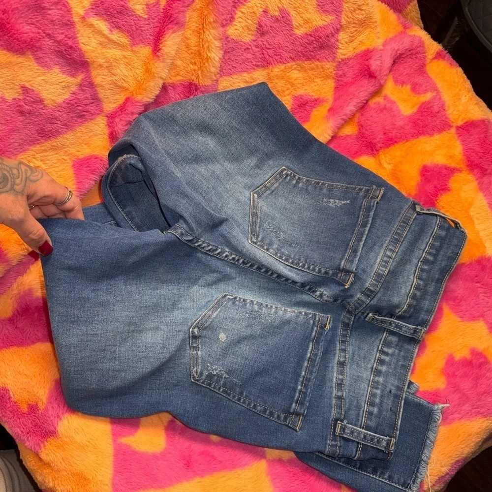 Fashion Nova Dark Blue Distressed Skinny Jeans